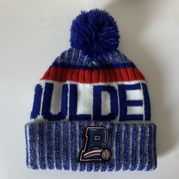 New York Rockland Boulders Knitted Winter Hat With Blue Pom Pom Frontier League - Picture 11 of 12
